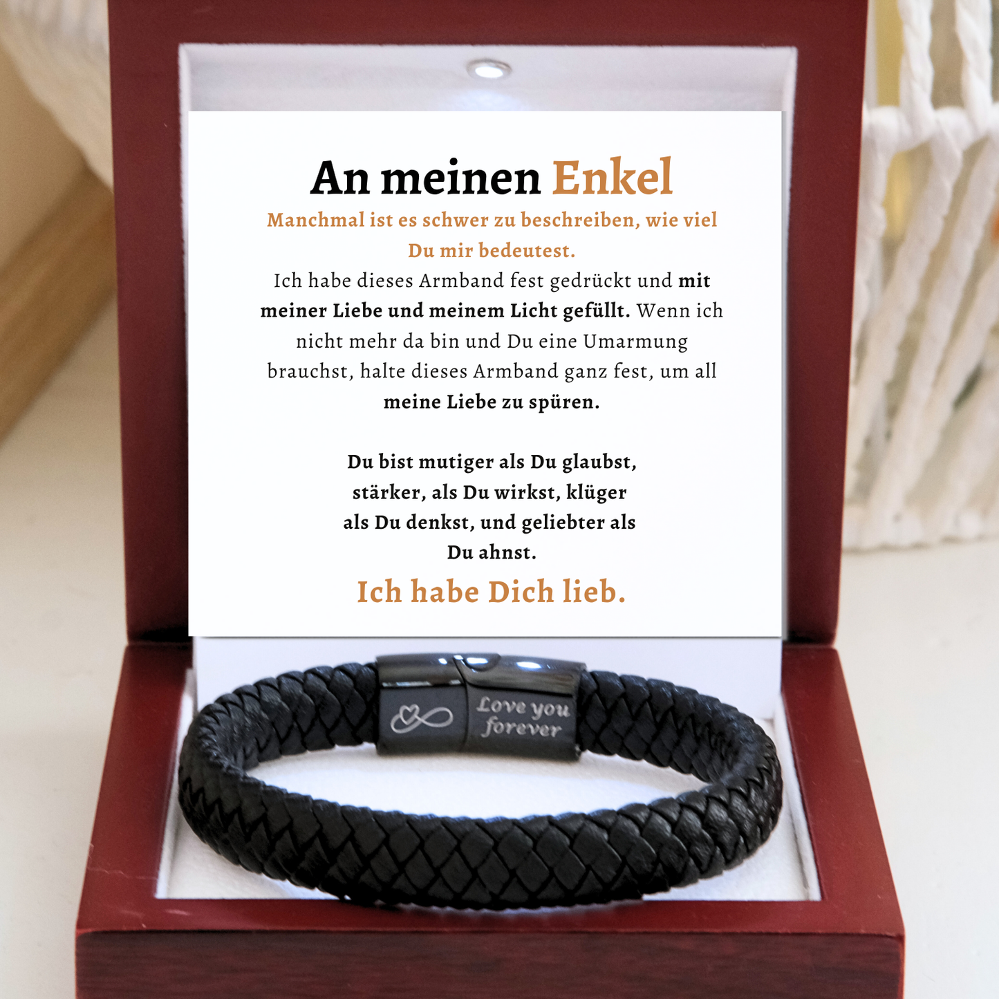 Für meinen Enkel – Schwarzes Geflochtenes Armband B18-T50