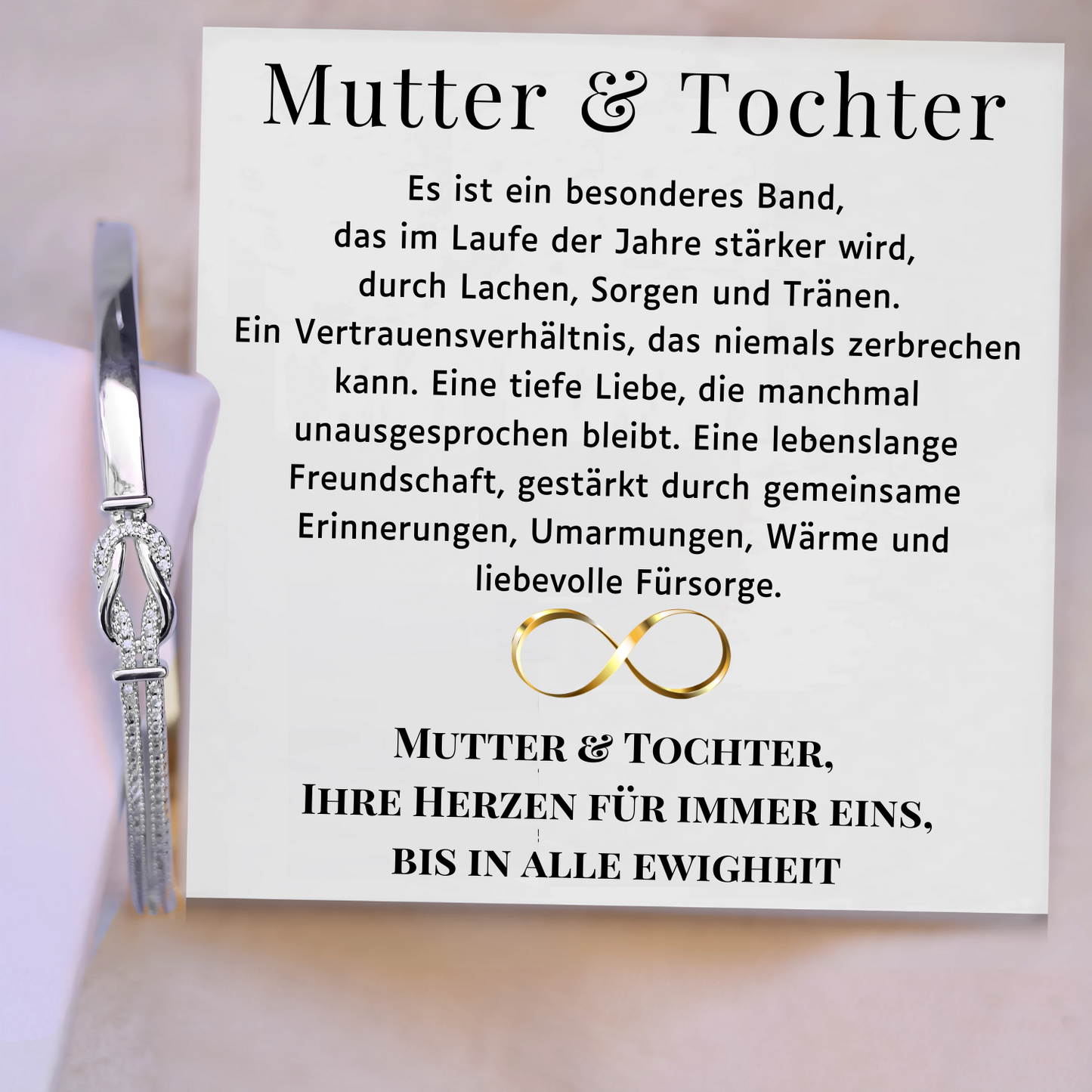 Mutter & Tochter – Immer in meinem Herzen – Liebesknoten-Bangle-Armband - B20-T177