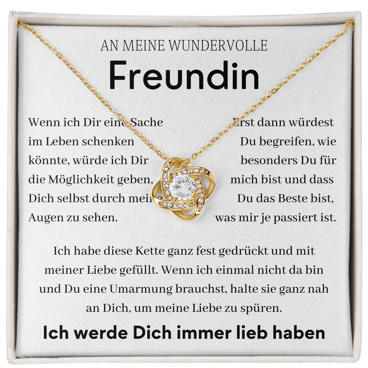 An meine Wundervolle Freundin-Liebesknopf-Halskette-L1-T84
