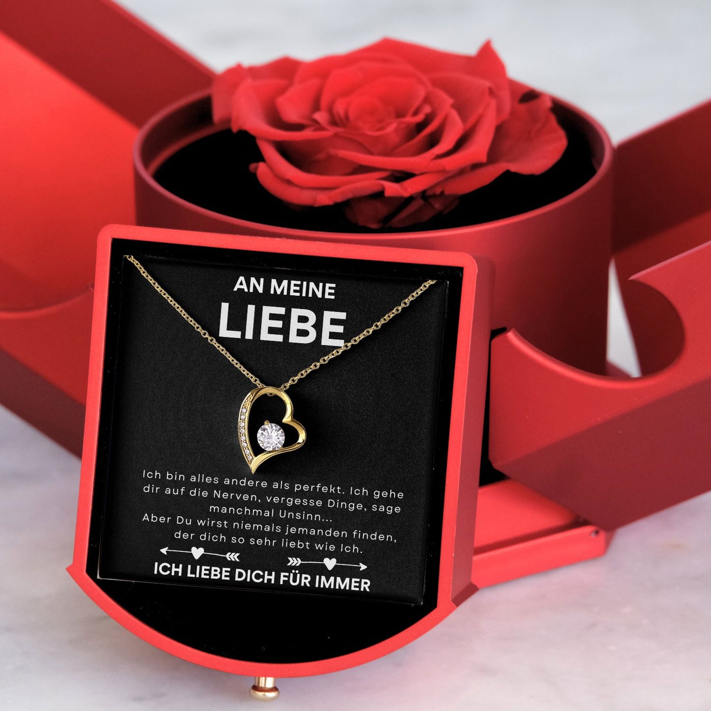 Ausführung Herz Halskette - Mit echter Rose - An meinen Liebe