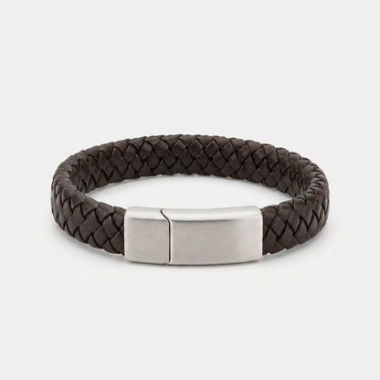 Bruine gevlochten armband met gravure – foto 4