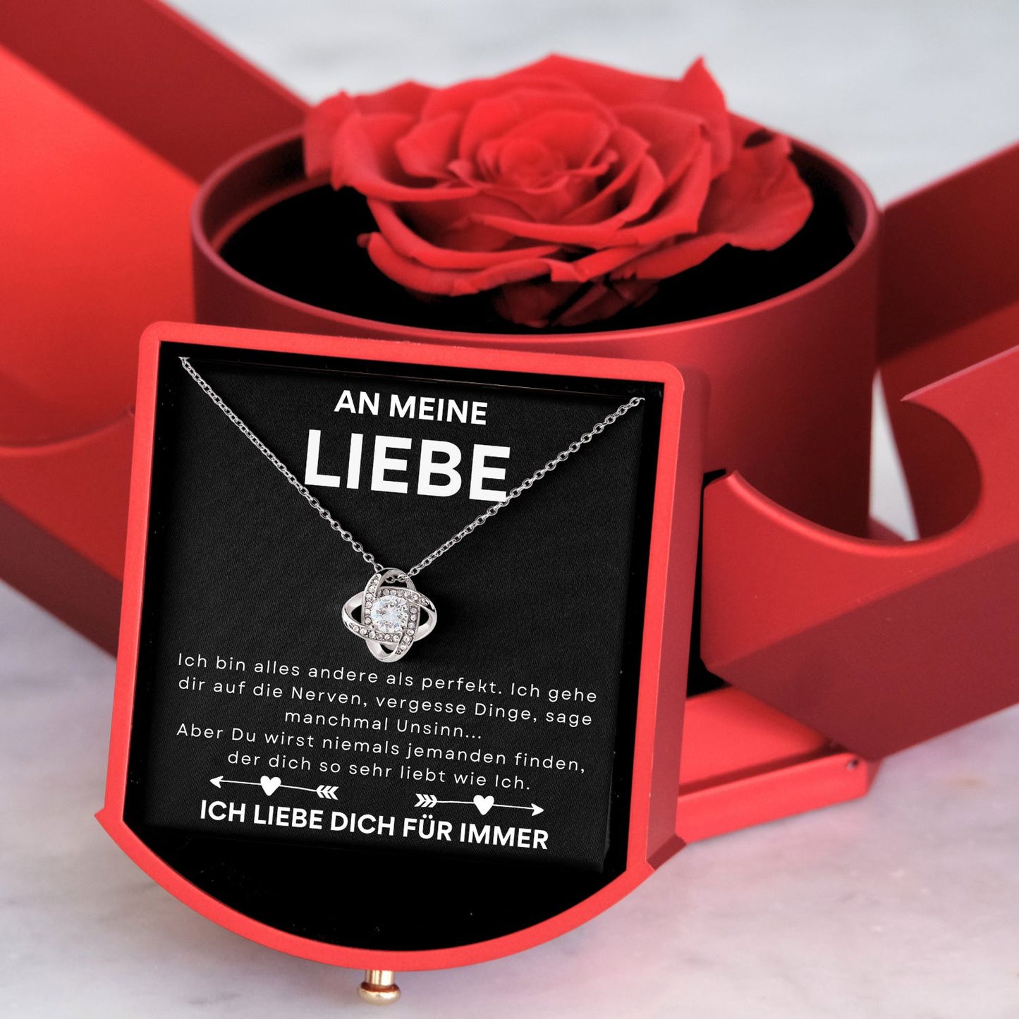 Knoten Halskette - Mit echter Rose - An meinen Liebe-L1