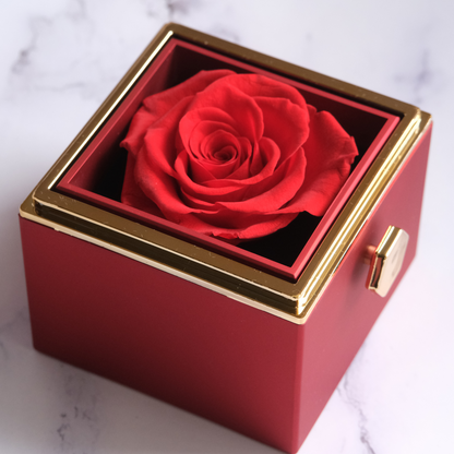 Ewige-Rose-Box – Liebesknoten-Halskette & echte Rose - L1-T11-MINI-ROSE