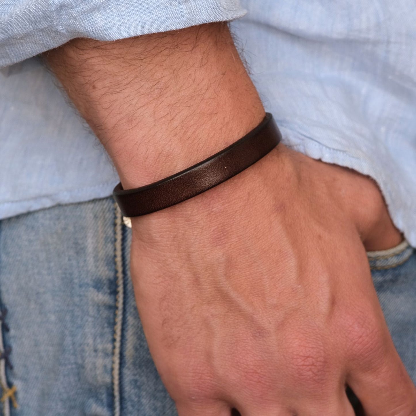 Für meinen Mann – Armband aus braunem Leder-B24-T55
