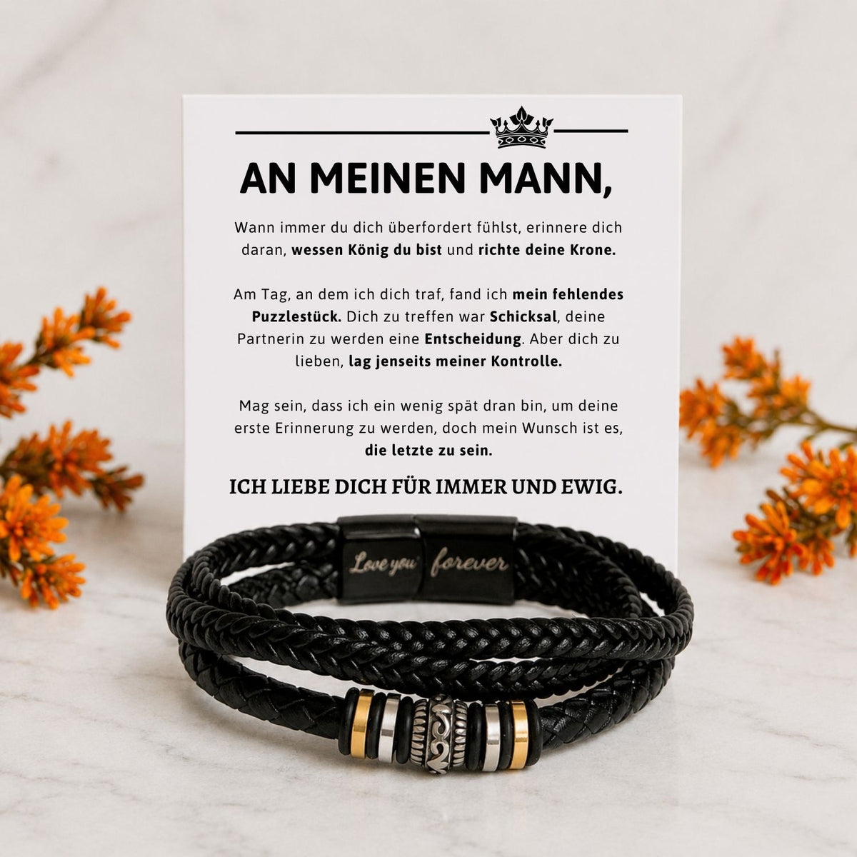 Für meinen Mann – Armband aus veganem Leder