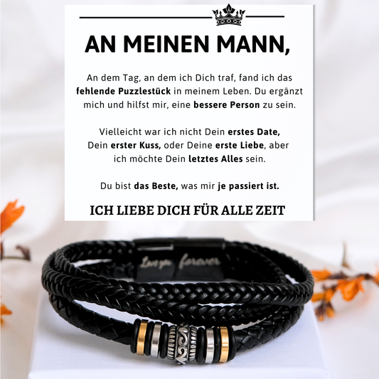 An meinen Mann Veganes Lederarmband - Geschenk für Mann - Vatertag B1-T55