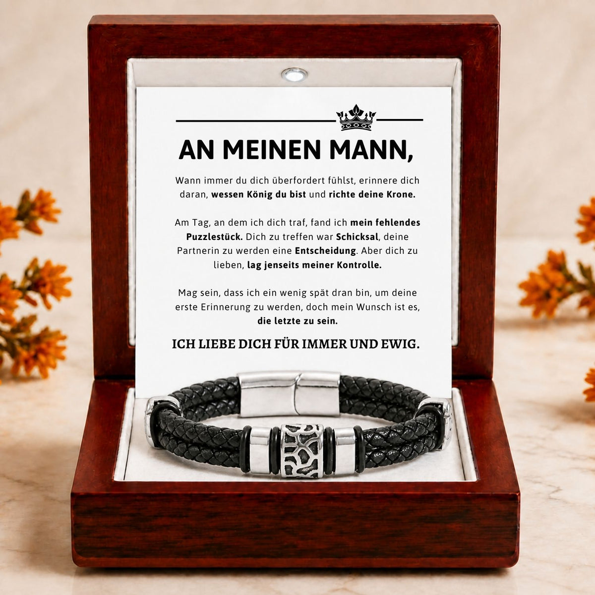 Für meinen Mann – Armband aus veganem Leder