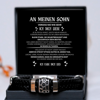 Für meinen Sohn – Geflochtenes schwarzes Armband mit Anhängern -B14-T61 Black