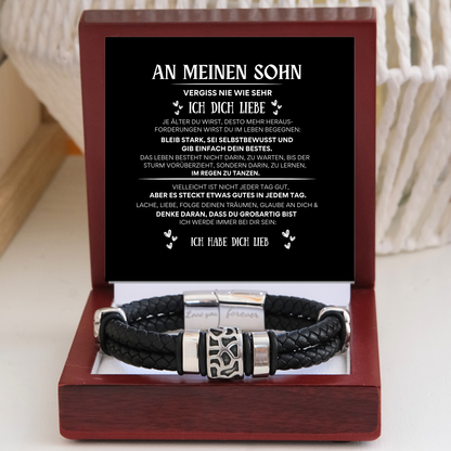 Für meinen Sohn – Geflochtenes schwarzes Armband mit Anhängern -B14-T61 Black