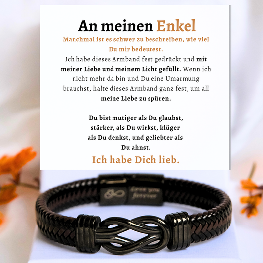 Für meinen Enkel – Schwarzes Infinity-Armband - B16-T50