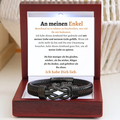 Für meinen Enkel – Schwarzes Infinity-Armband - B16-T50