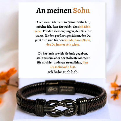 An meinen Sohn - Schwarzes Infinity-Armband- B16-T53