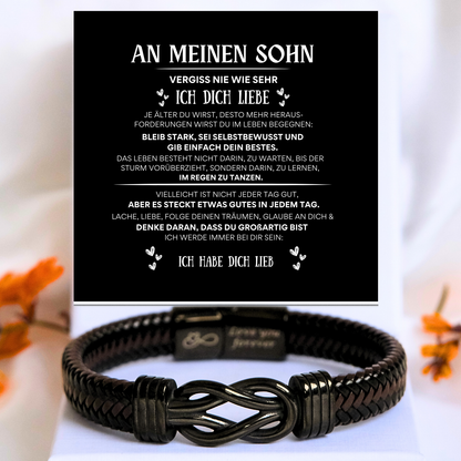 An meinen Sohn – Schwarzes Infinity-Armband - B16-T61-BLACK