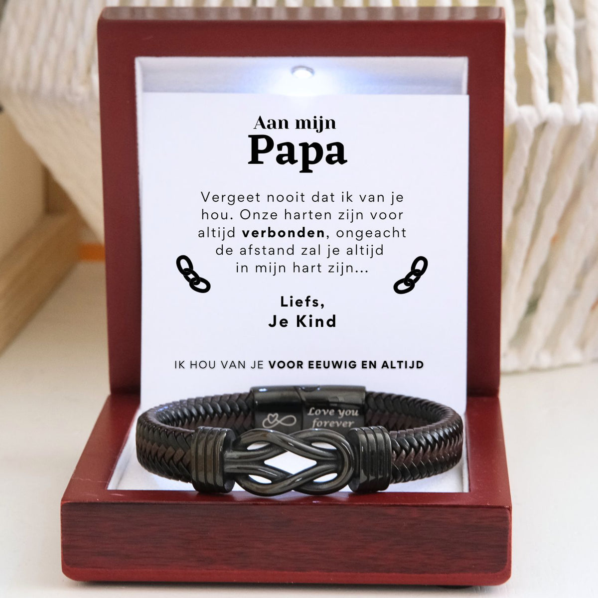 Für meinen Papa – Schwarzes Infinity Armband