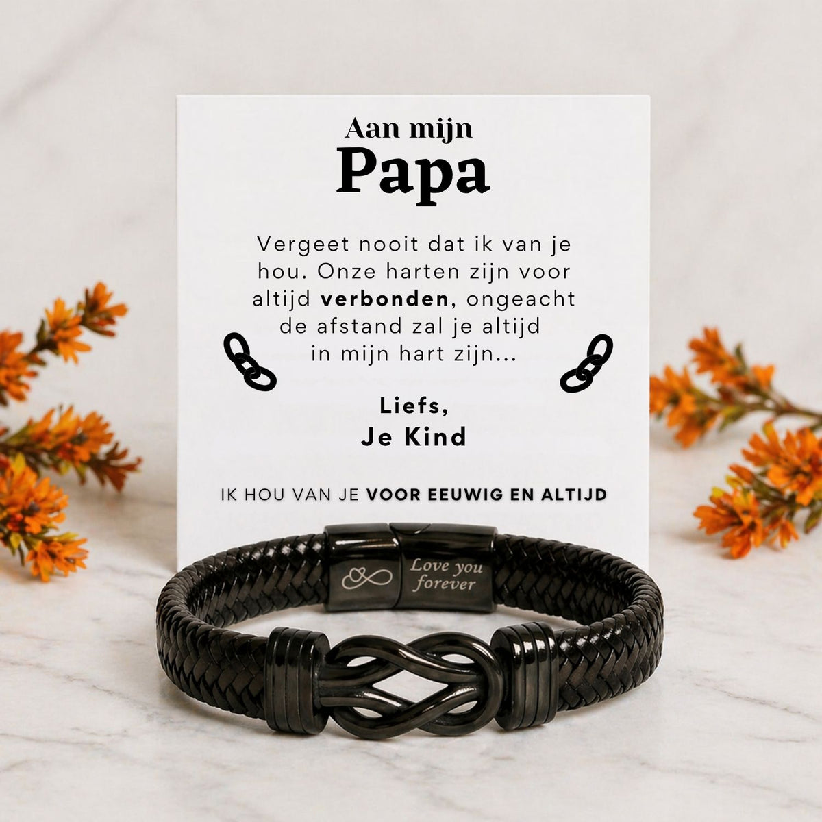Für meinen Papa – Schwarzes Infinity Armband