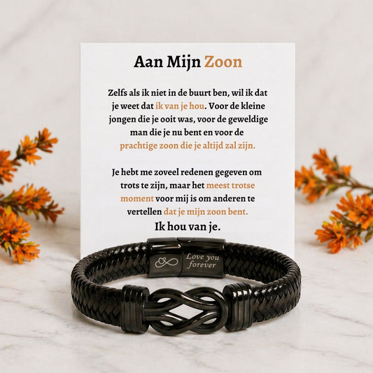 Für meinen Sohn – Schwarzes Infinity Armband | Der stolzeste Moment