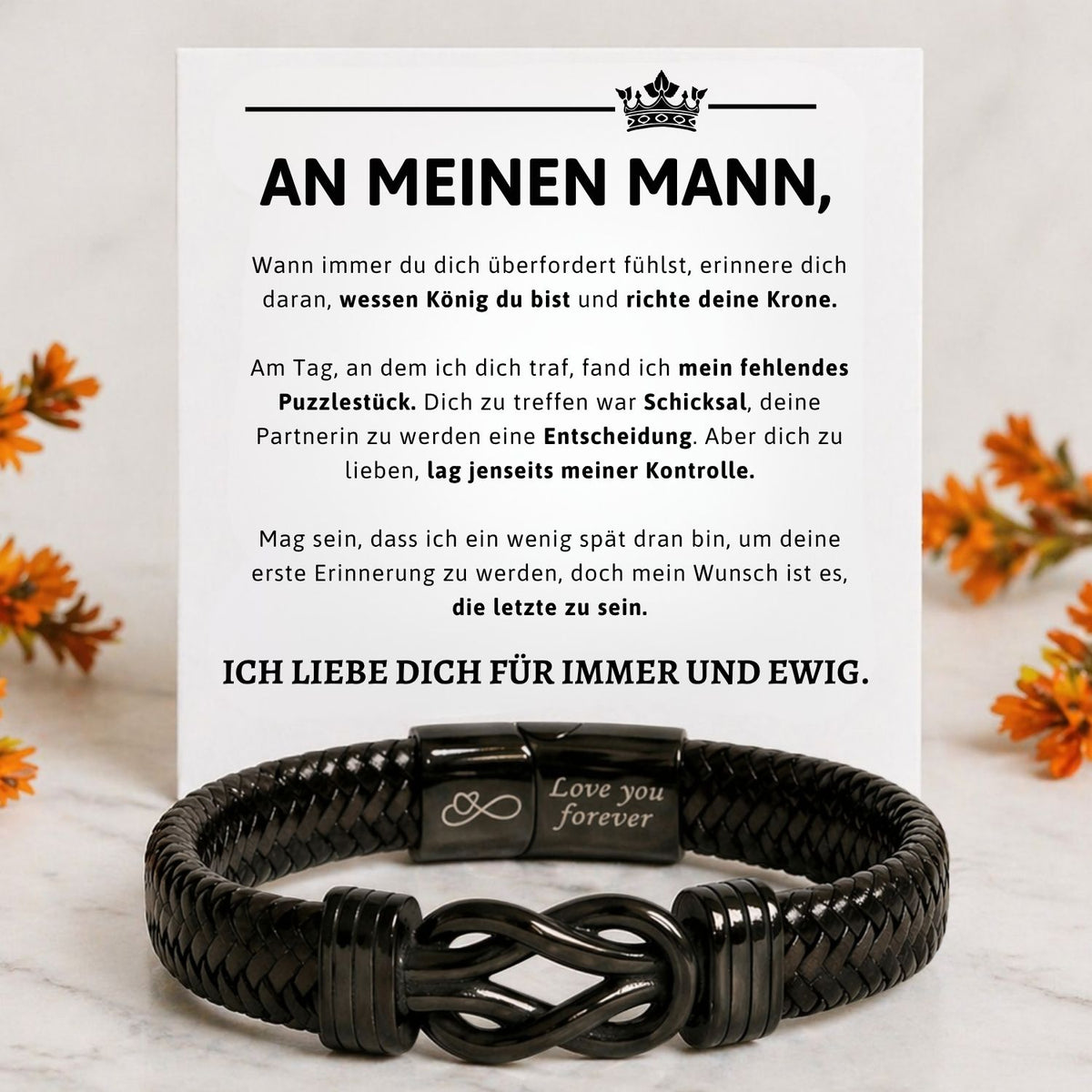 Zwarte infinity armband Aan mijn Man