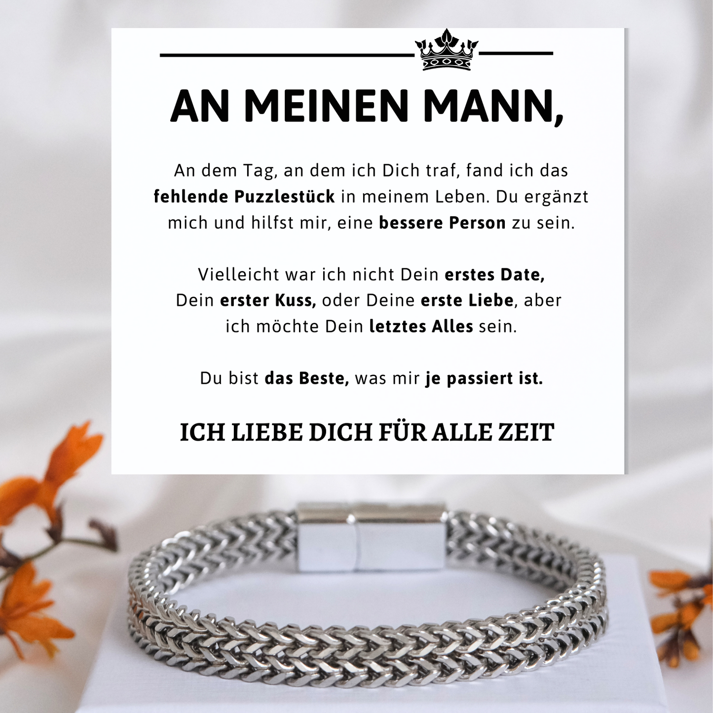 An meinen Mann - Deluxe Armband aus Edelstahl - B17-T55