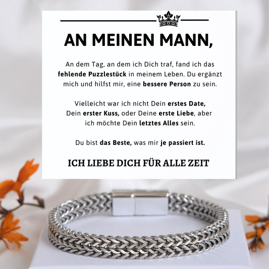 An meinen Mann - Deluxe Armband aus Edelstahl - B17-T55