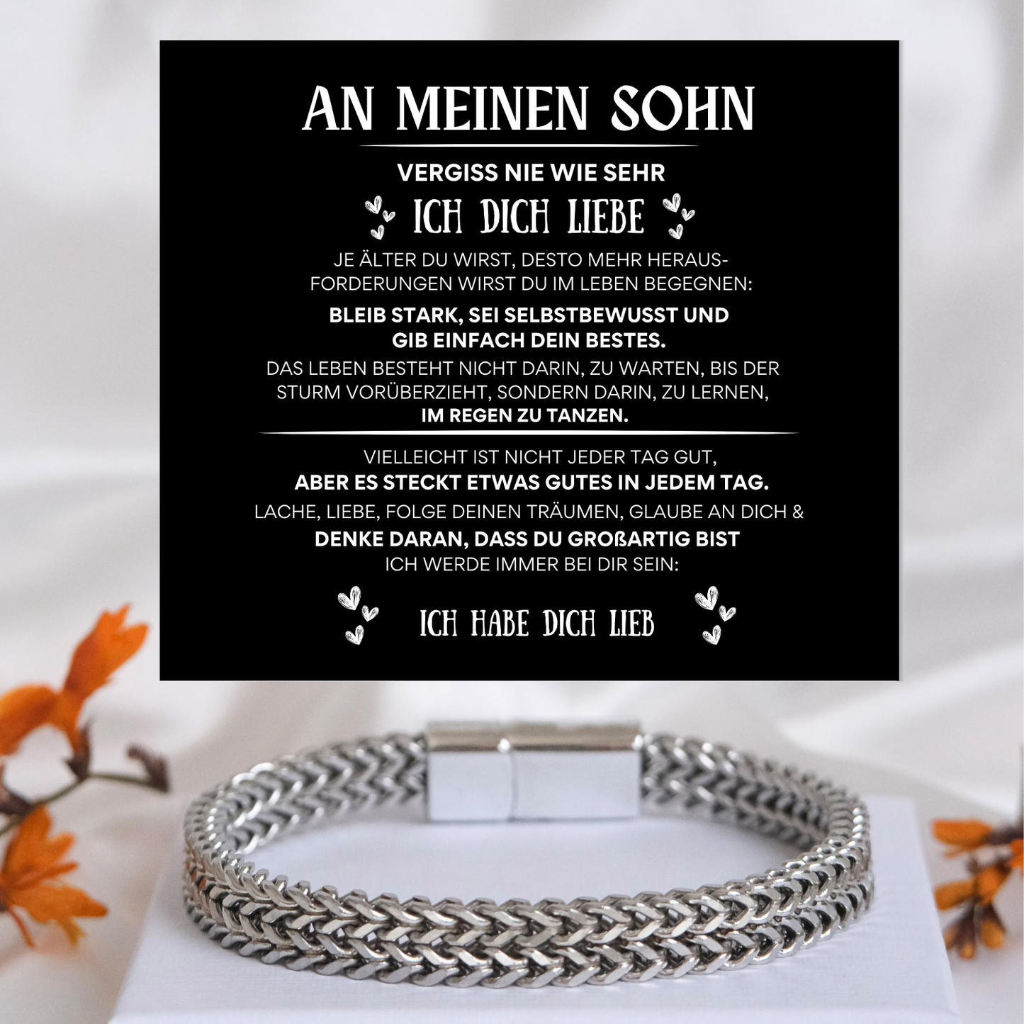 An meinen Sohn – Armband aus Edelstahl Deluxe - B17-T61-BLACK