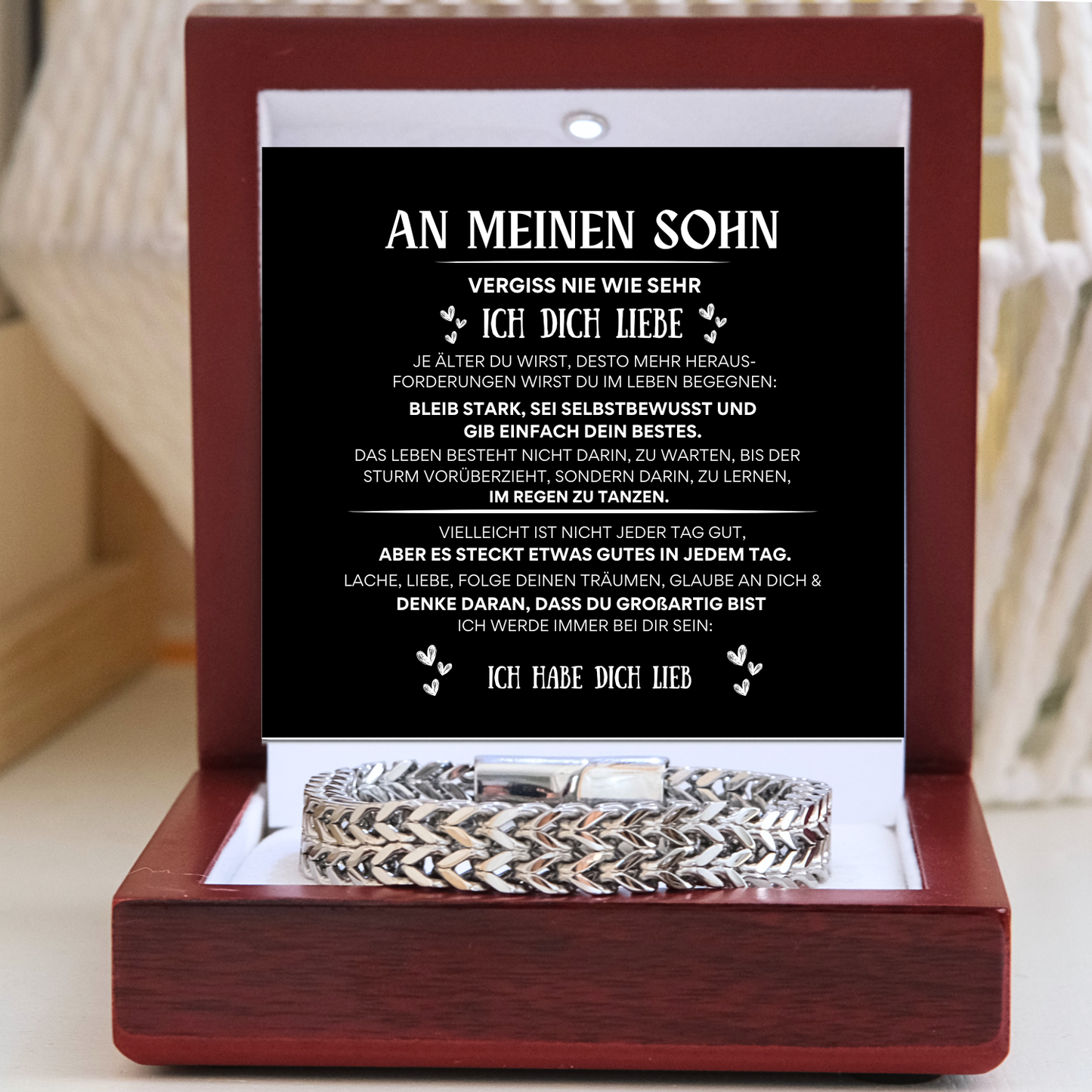 An meinen Sohn – Armband aus Edelstahl Deluxe - B17-T61-BLACK