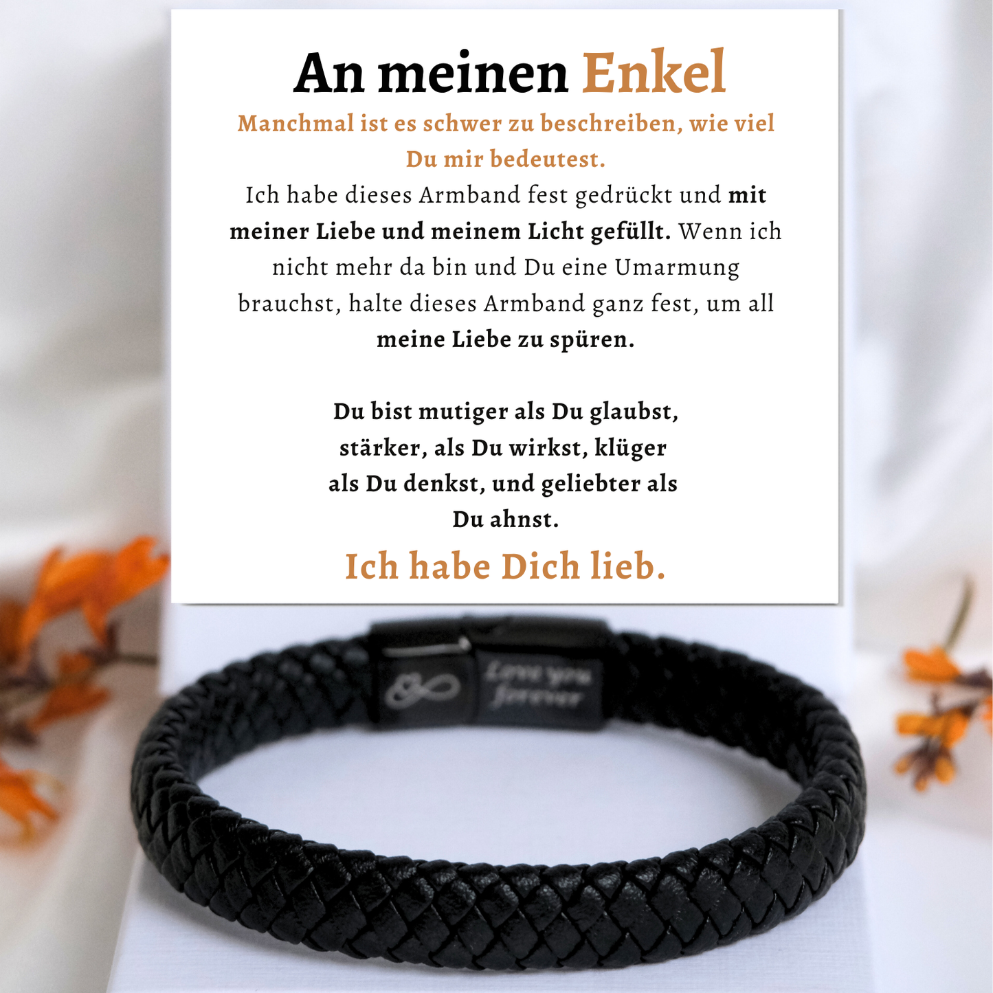 Für meinen Enkel – Schwarzes Geflochtenes Armband B18-T50
