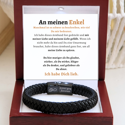 Für meinen Enkel – Schwarzes Geflochtenes Armband B18-T50
