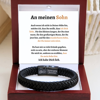 An meinen Sohn – Schwarzes Geflochtenes Armband  B18-T53