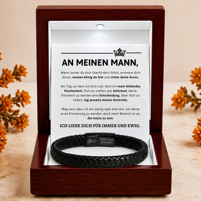 Für meinen Mann – Schwarzes geflochtenes Armband