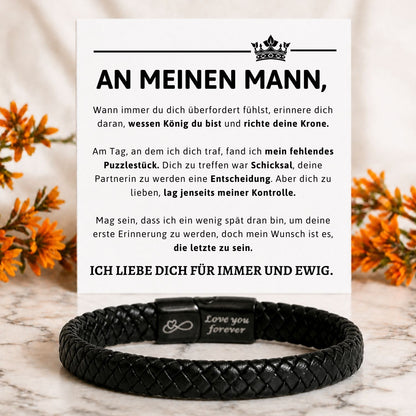 Für meinen Mann – Schwarzes geflochtenes Armband