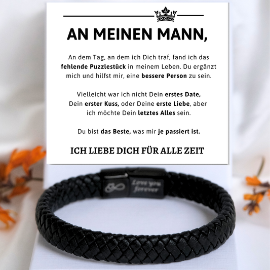 Für meinen Mann – Schwarzes Geflochtenes Armband - B18-T55