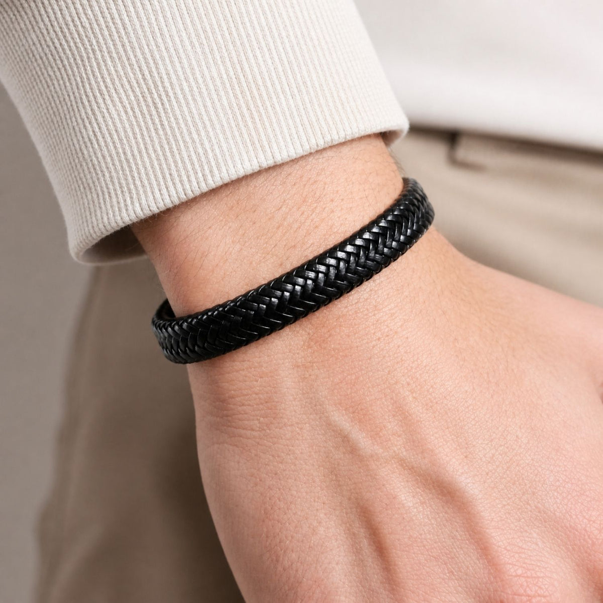 Für meinen Mann – Schwarzes geflochtenes Armband