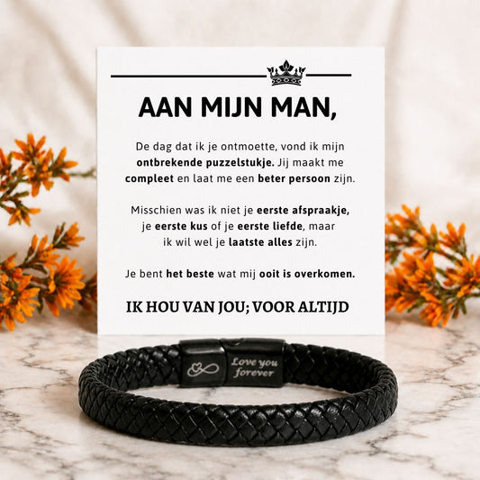 Für meinen Mann – Schwarzes geflochtenes Armband