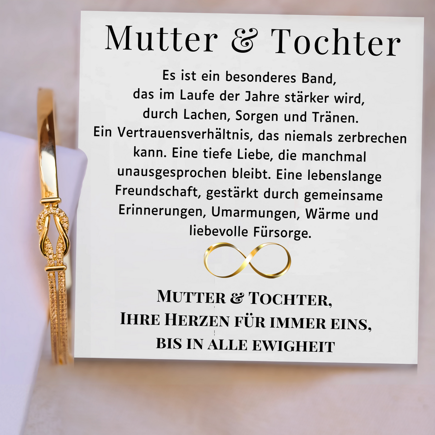 Mutter & Tochter – Immer in meinem Herzen – Liebesknoten-Bangle-Armband - B20-T177