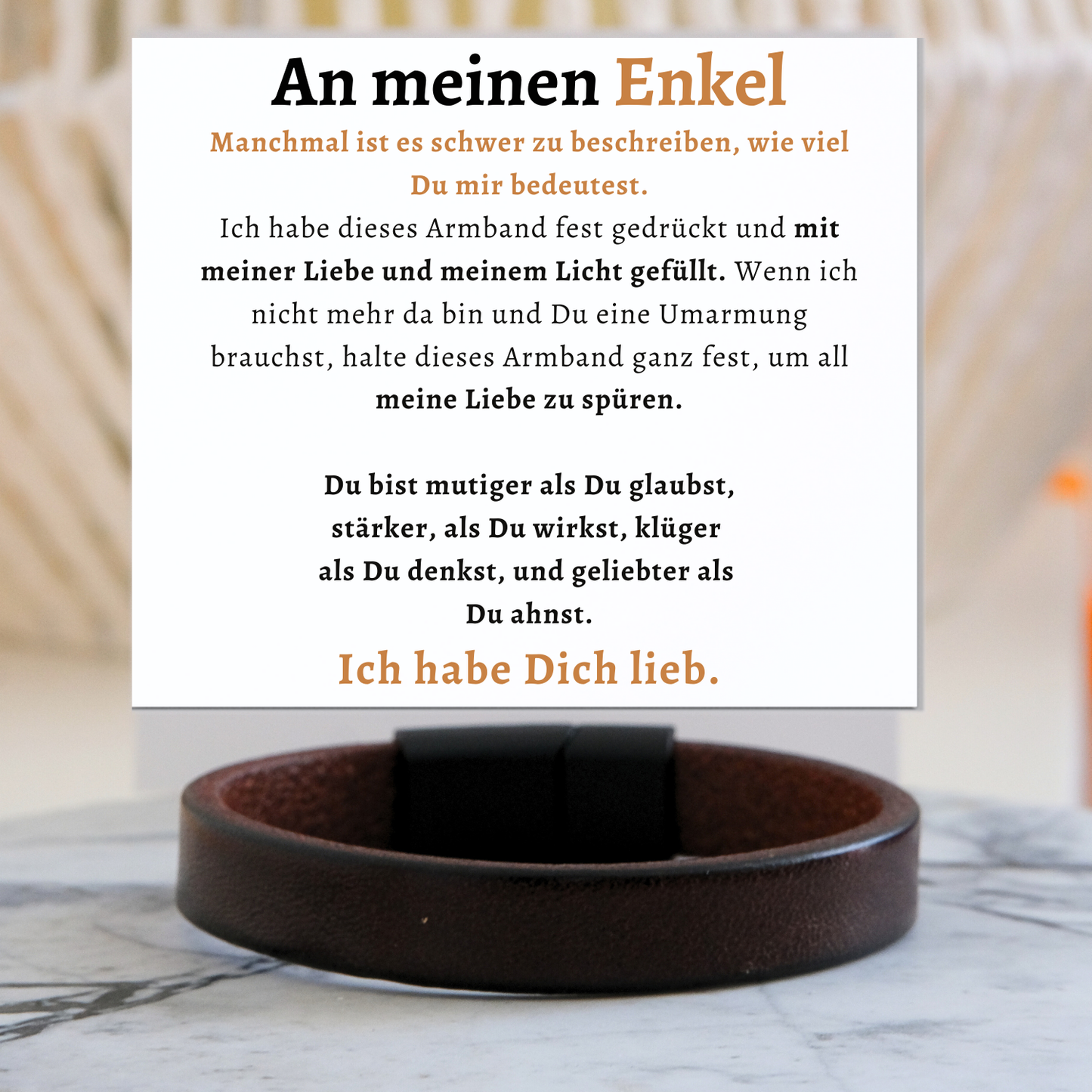 Für meinen Enkel – Braunes Lederarmband - B24-T50