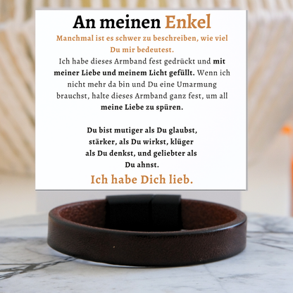 Für meinen Enkel – Braunes Lederarmband - B24-T50