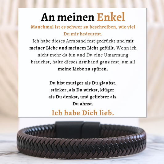 Für meinen Enkel – Braunes Geflochtenes Armband - B25-T50