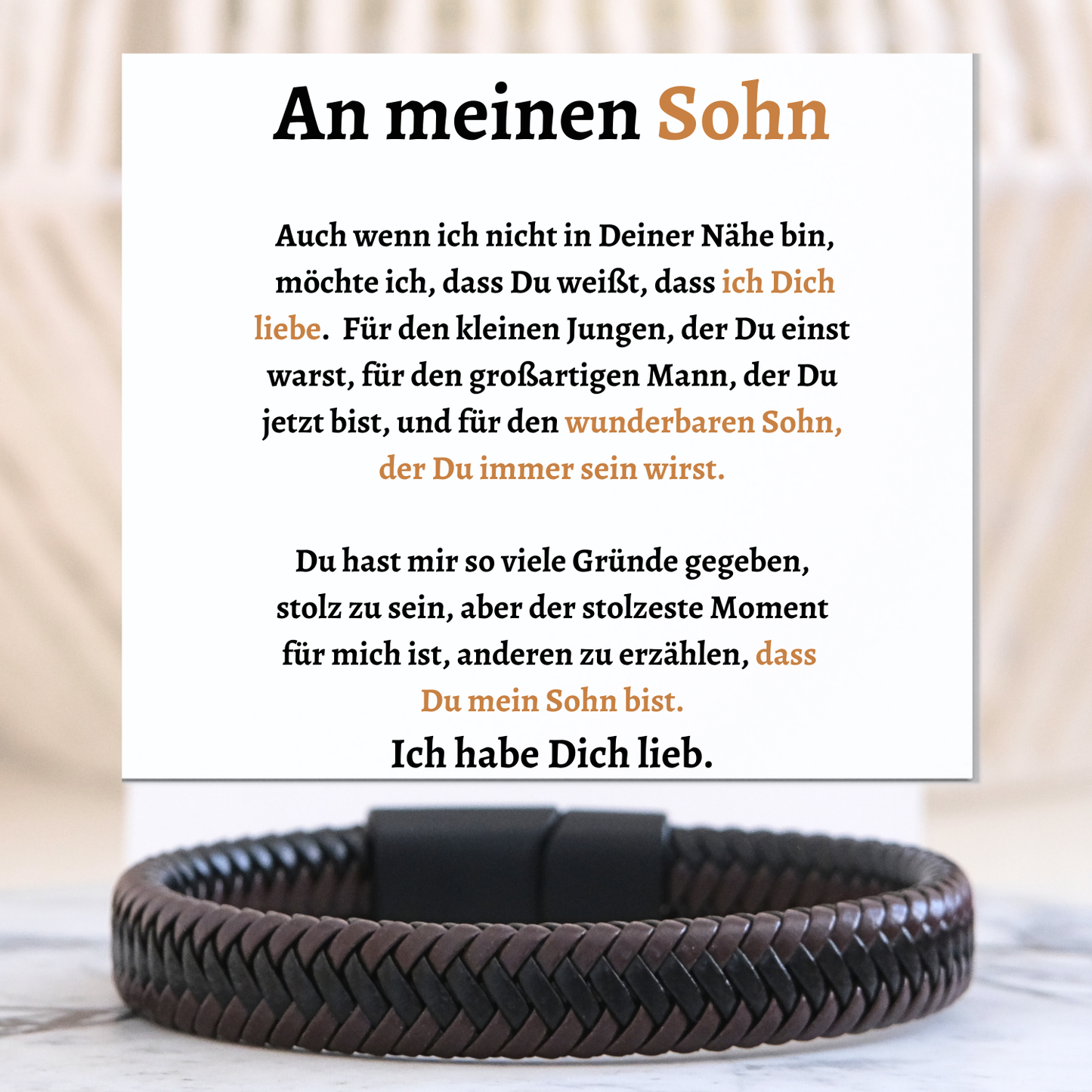 Für meinen Sohn - Schwarzbraunes geflochtenes Armband - B25-T53