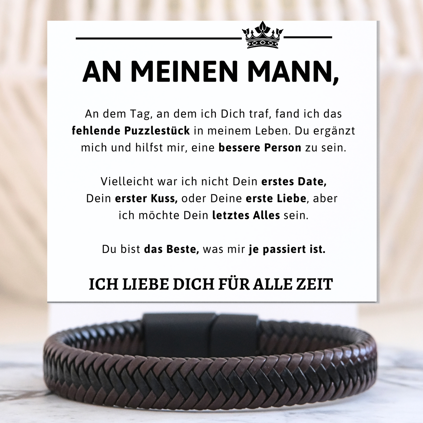 Für meinen Mann - Braunes Geflochtenes Armband  - B25-T55