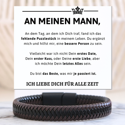Für meinen Mann - Braunes Geflochtenes Armband  - B25-T55