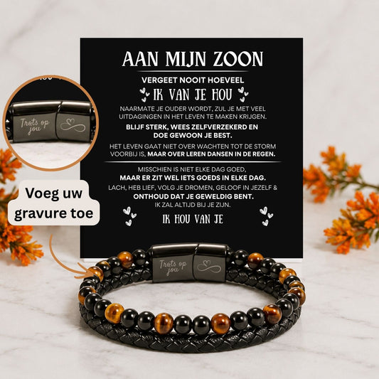 Tijgeroog armband met boodschapkaart