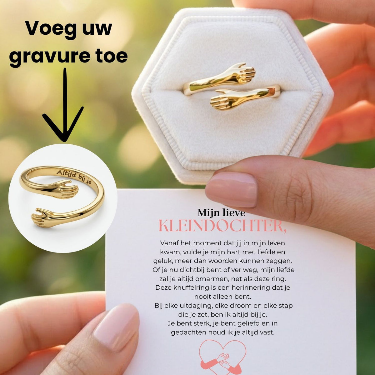 Meine liebe Enkelin V2 – Umarmungsring mit persönlicher Gravur