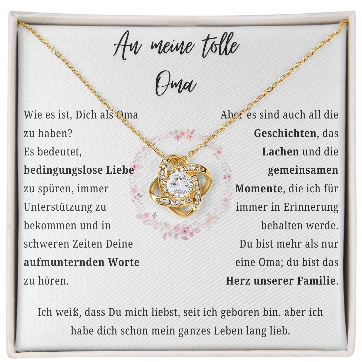An meine Oma - Liebesknoten-Halskette - L1-T185
