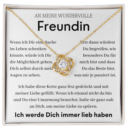 An meine Wundervolle Freundin-Liebesknopf-Halskette-L1-T84