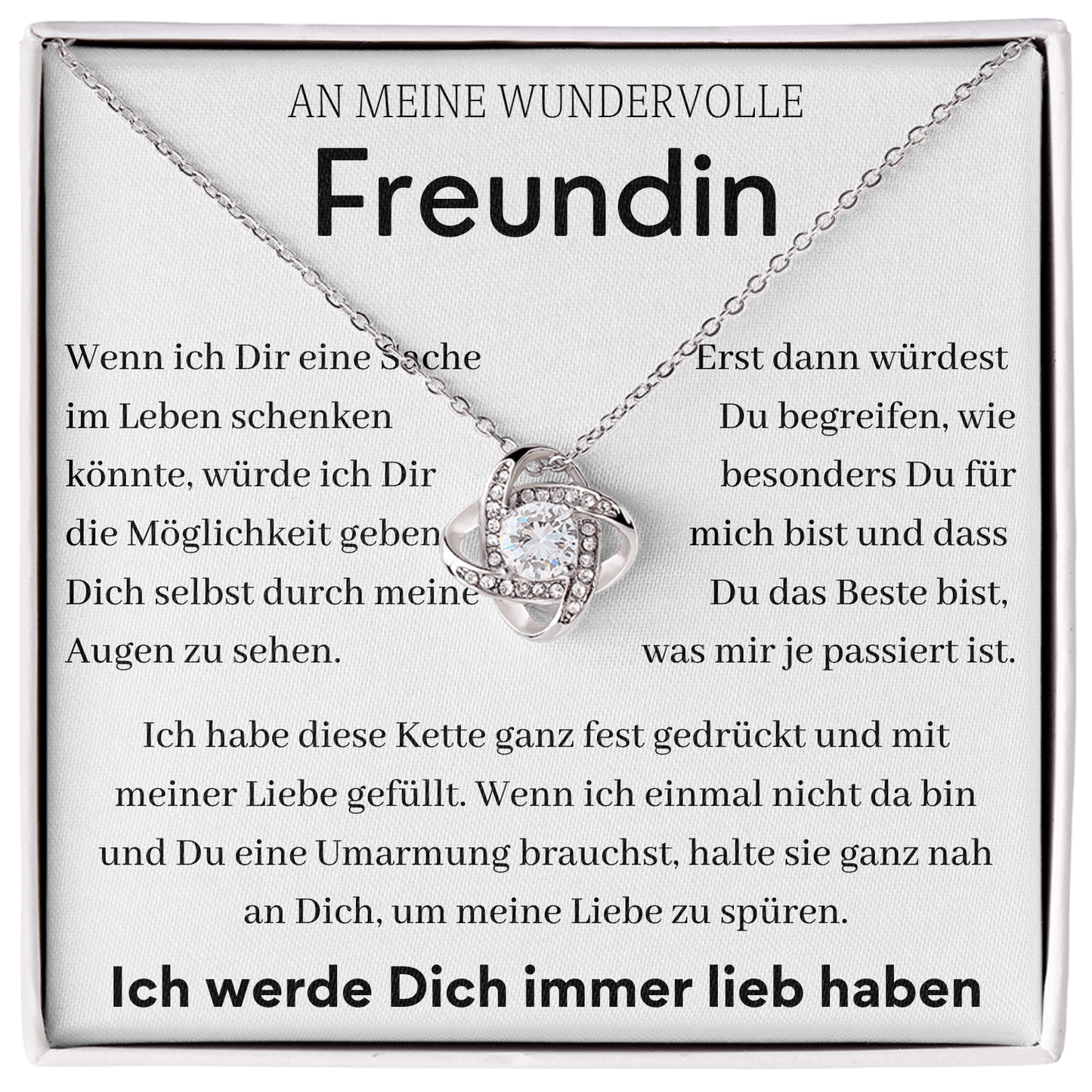 An meine Wundervolle Freundin-Liebesknopf-Halskette-L1-T84