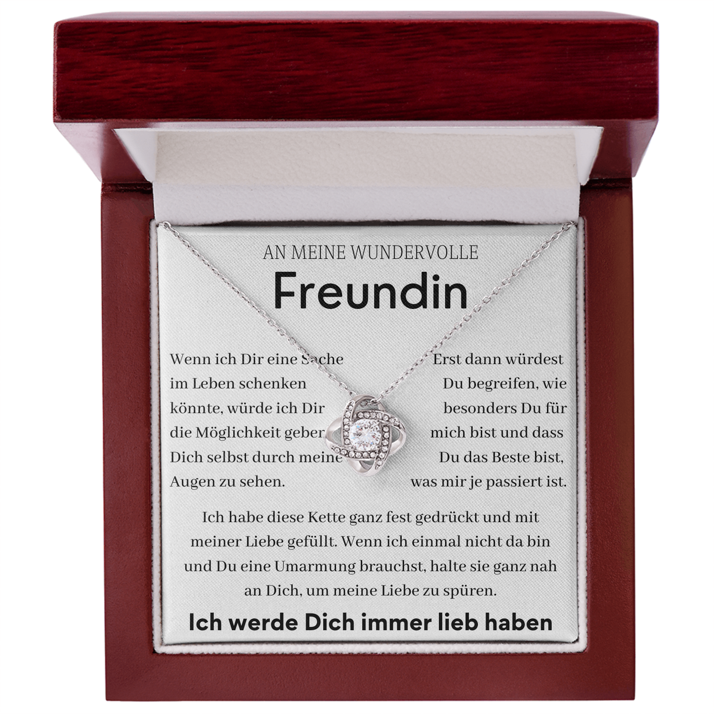An meine Wundervolle Freundin-Liebesknopf-Halskette-L1-T84