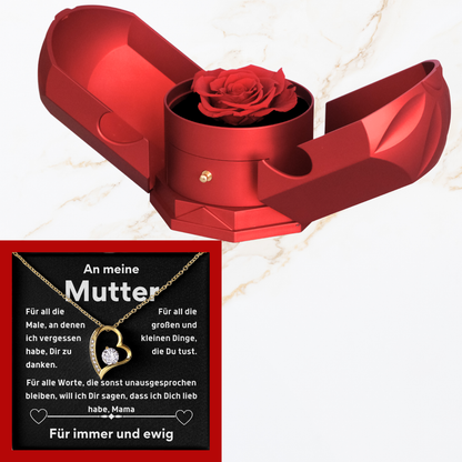 An meine Mutter - Mit echter Rose - Ausführung Herz Halskette  - L2-T70