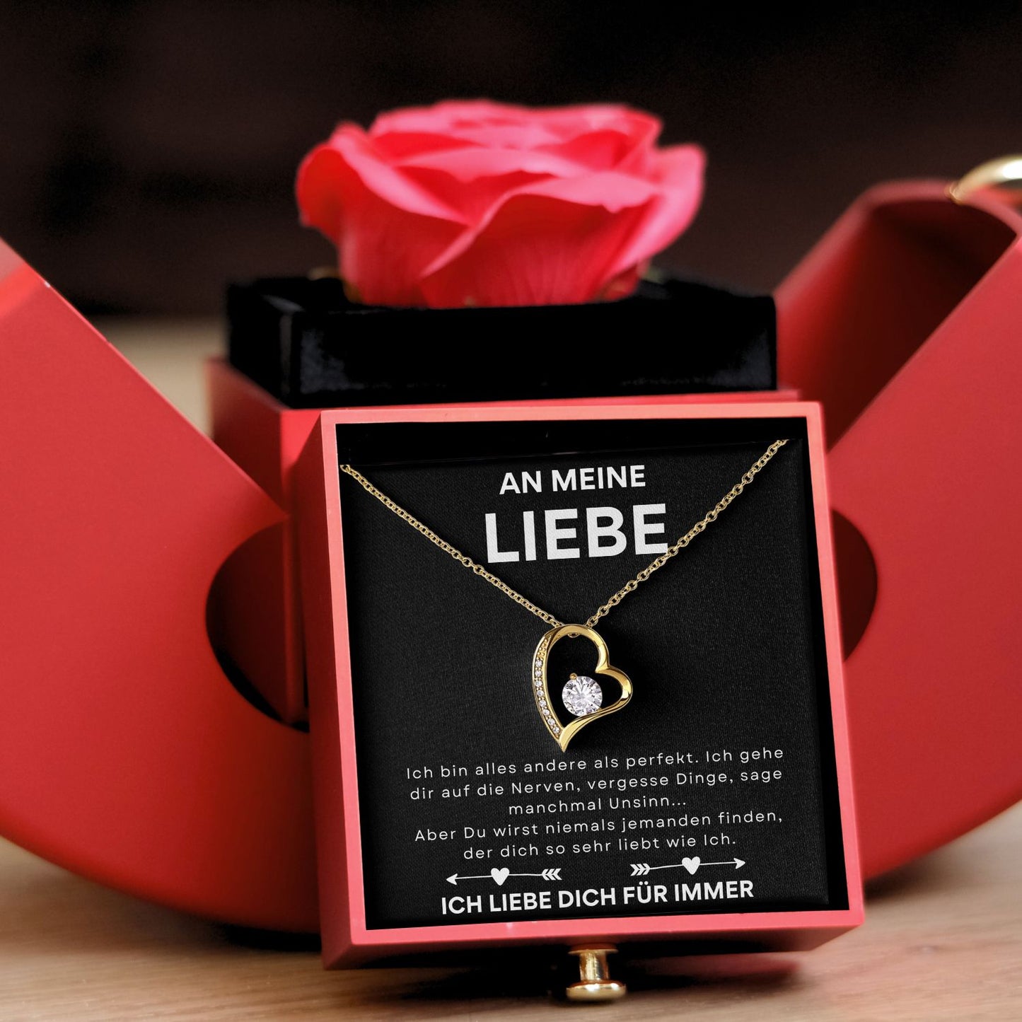 Ewige Rose – Herz-Halskette –An meine Liebe- L2-T11-APPEL-BOX
