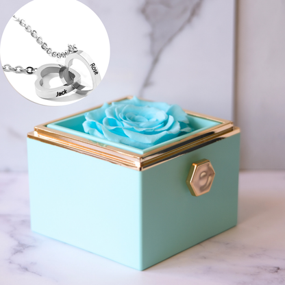 Ewige Rose Box – Personalisierte Kette mit Gravur & echte Rose