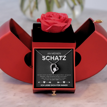 Ewige Rose – Herz-Halskette –An meinen Schatz- L2-T11-NEW-APPEL-BOX